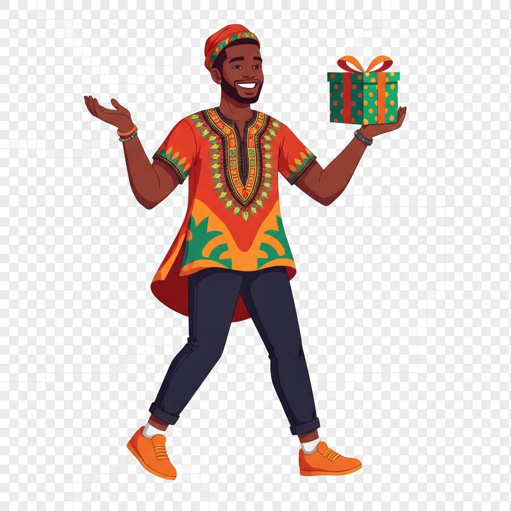 Homme africain avec cadeau
